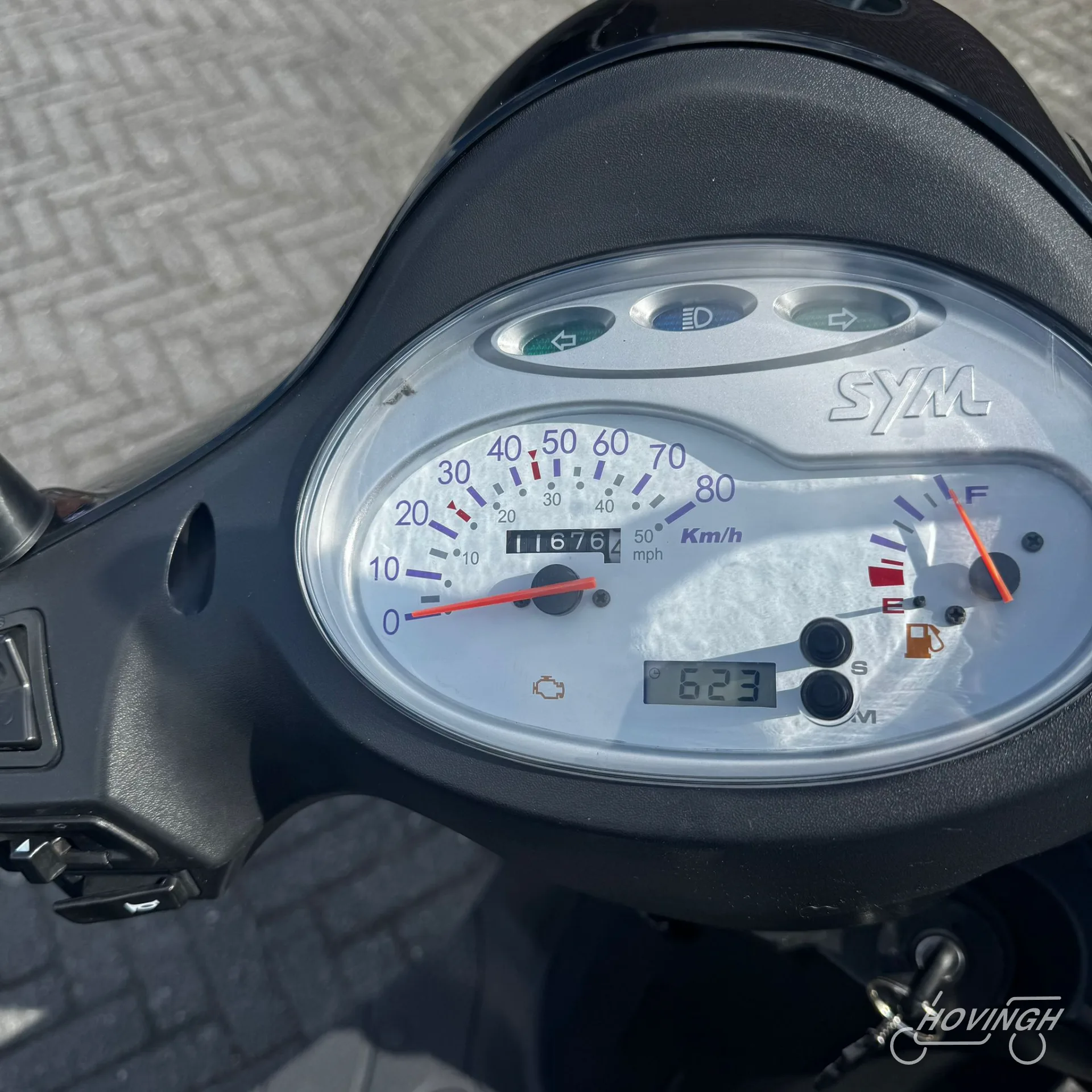 Sym Fiddle2 2020 kilometerstand display — 11676 km