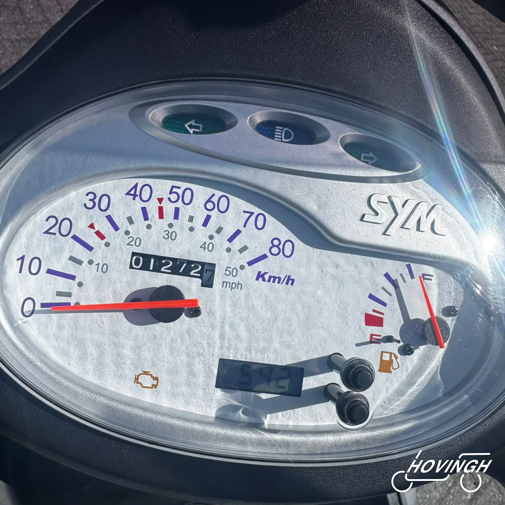 Sym Fiddle2 2020 kilometerstand display — 1272 km