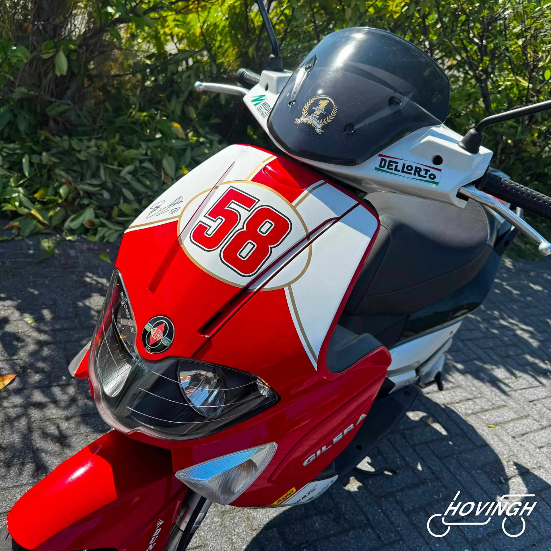 Gilera Runner RST Marco Simoncelli 58 voorkant aanzicht geel kenteken