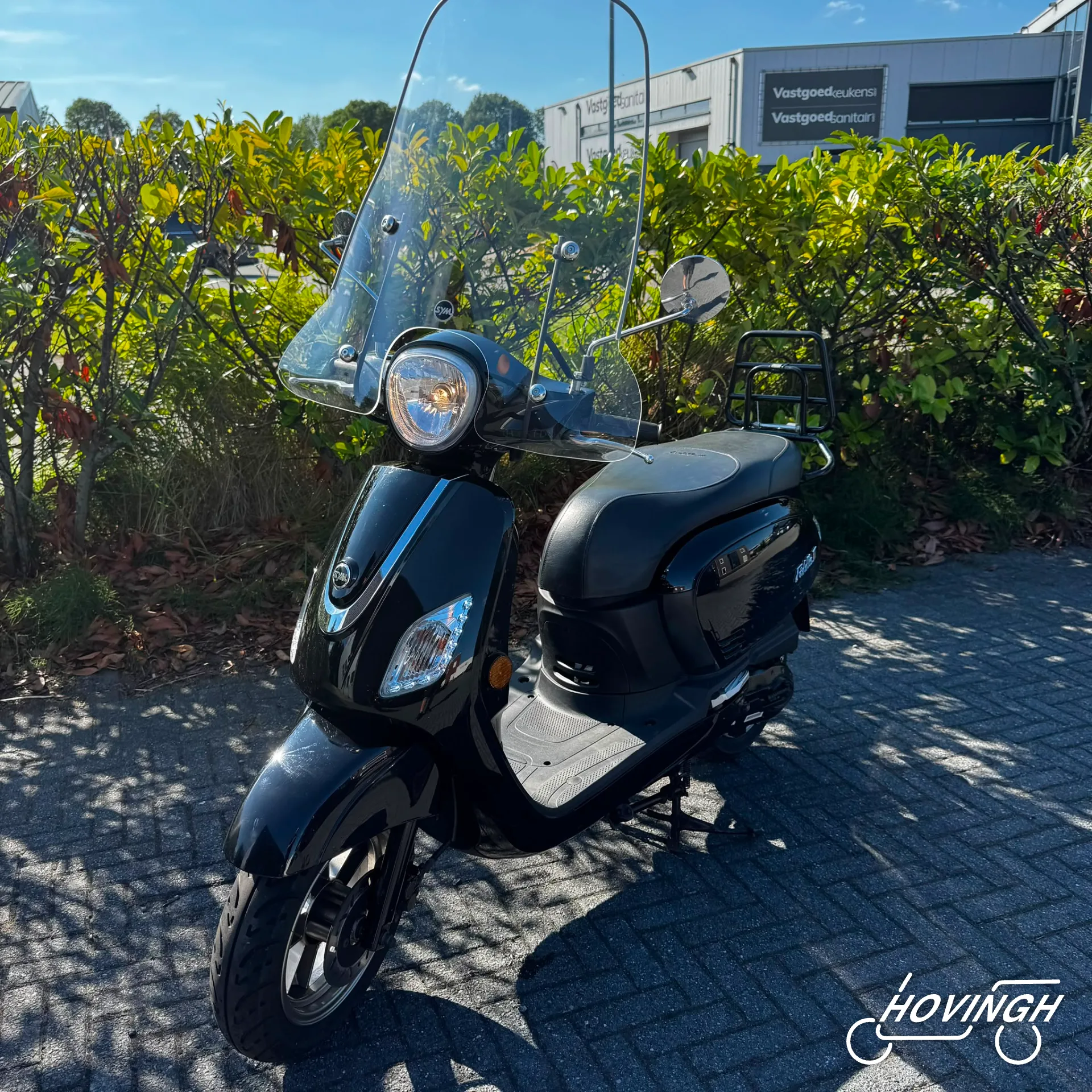 Sym Fiddle 3 2017 zwart — voorkant geel kenteken te koop bij Hovingh Scooters Groningen