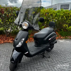 Sym Fiddle2 2020 mat zwart — voorkant geel kenteken te koop bij Hovingh Scooters Groningen