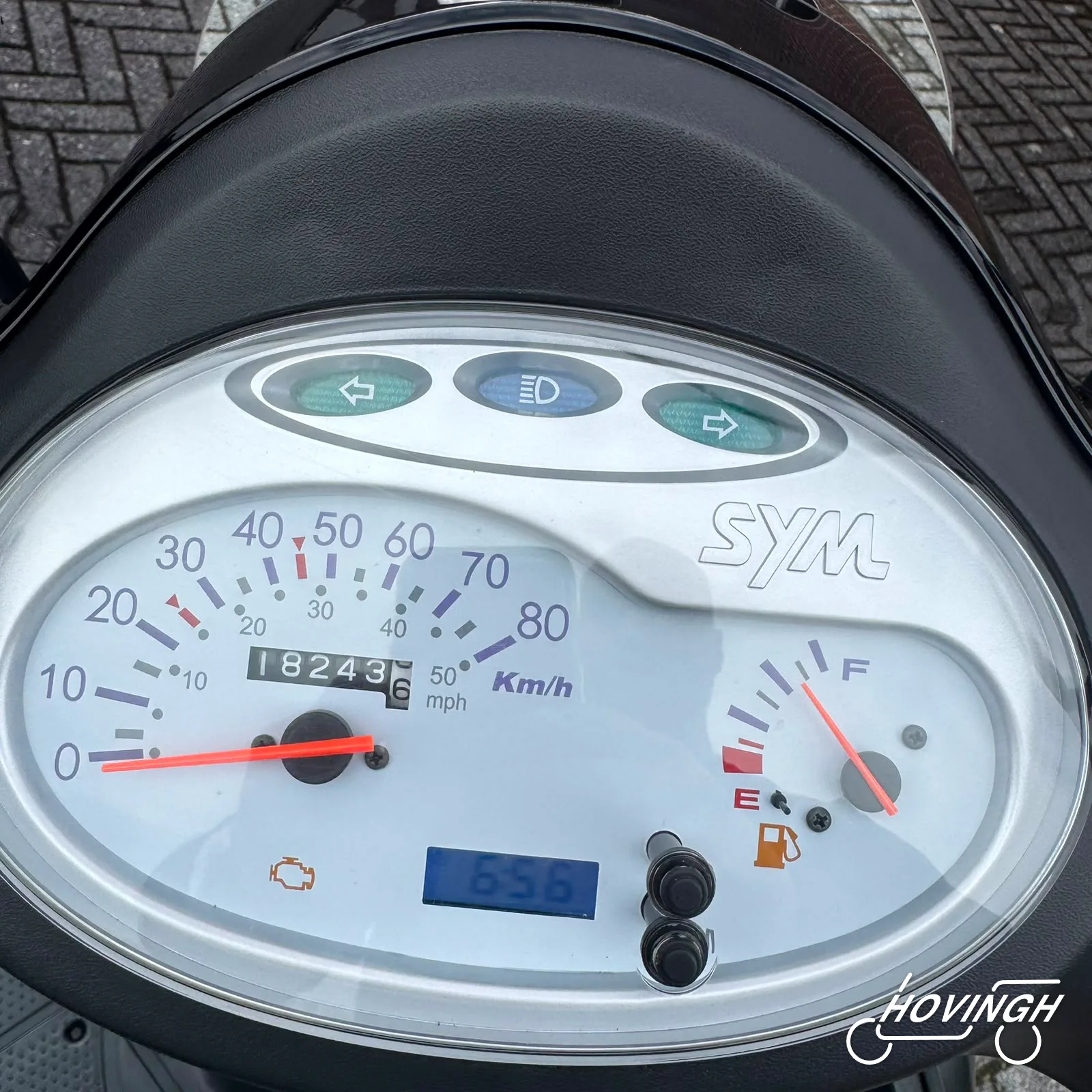 Sym Fiddle2 2022 kilometerstand display — 18000 km