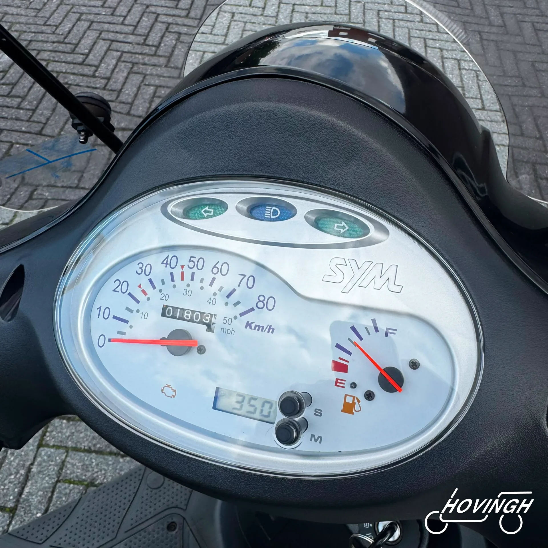 Sym Fiddle2 2021 kilometerstand display — 1800 km
