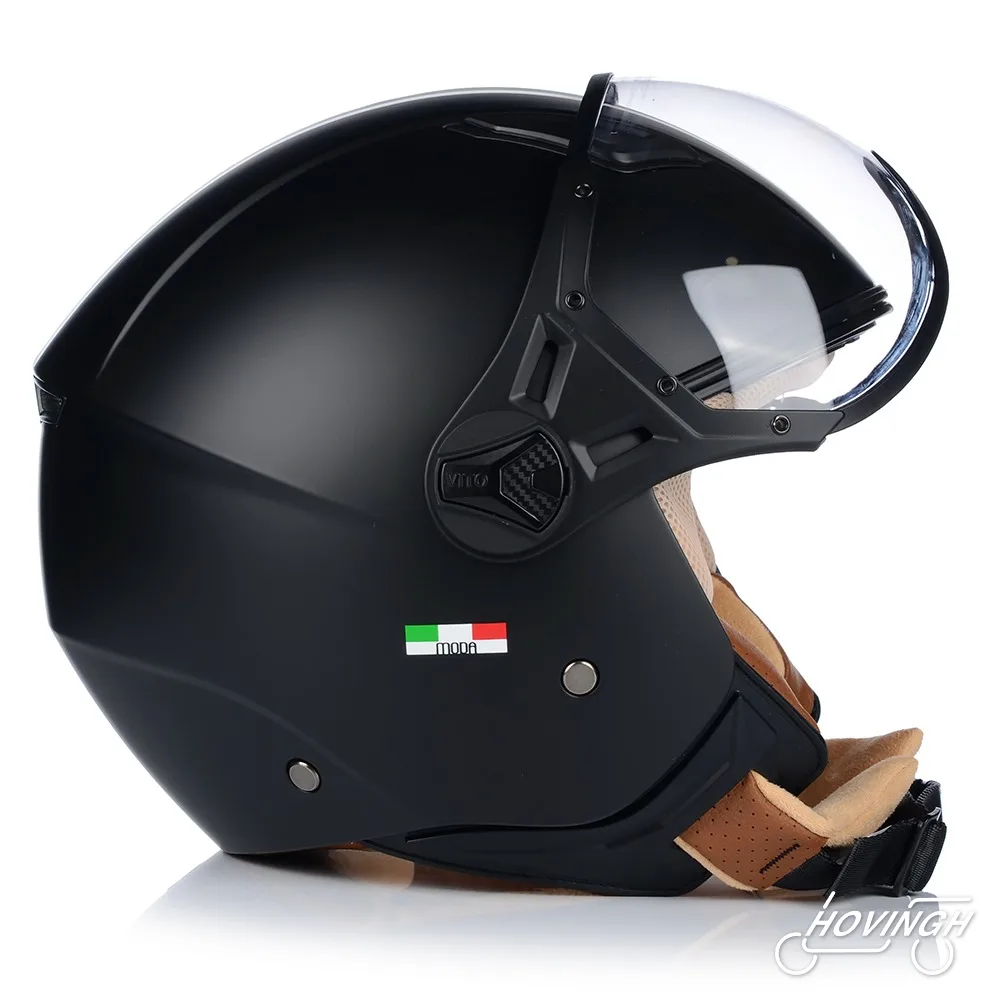 Vito Moda jethelm Zwart Bruin - zijaanzicht 3