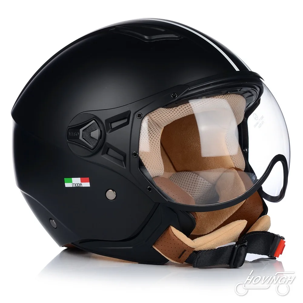 Vito Moda jethelm Zwart Bruin - schuinaanzicht 2