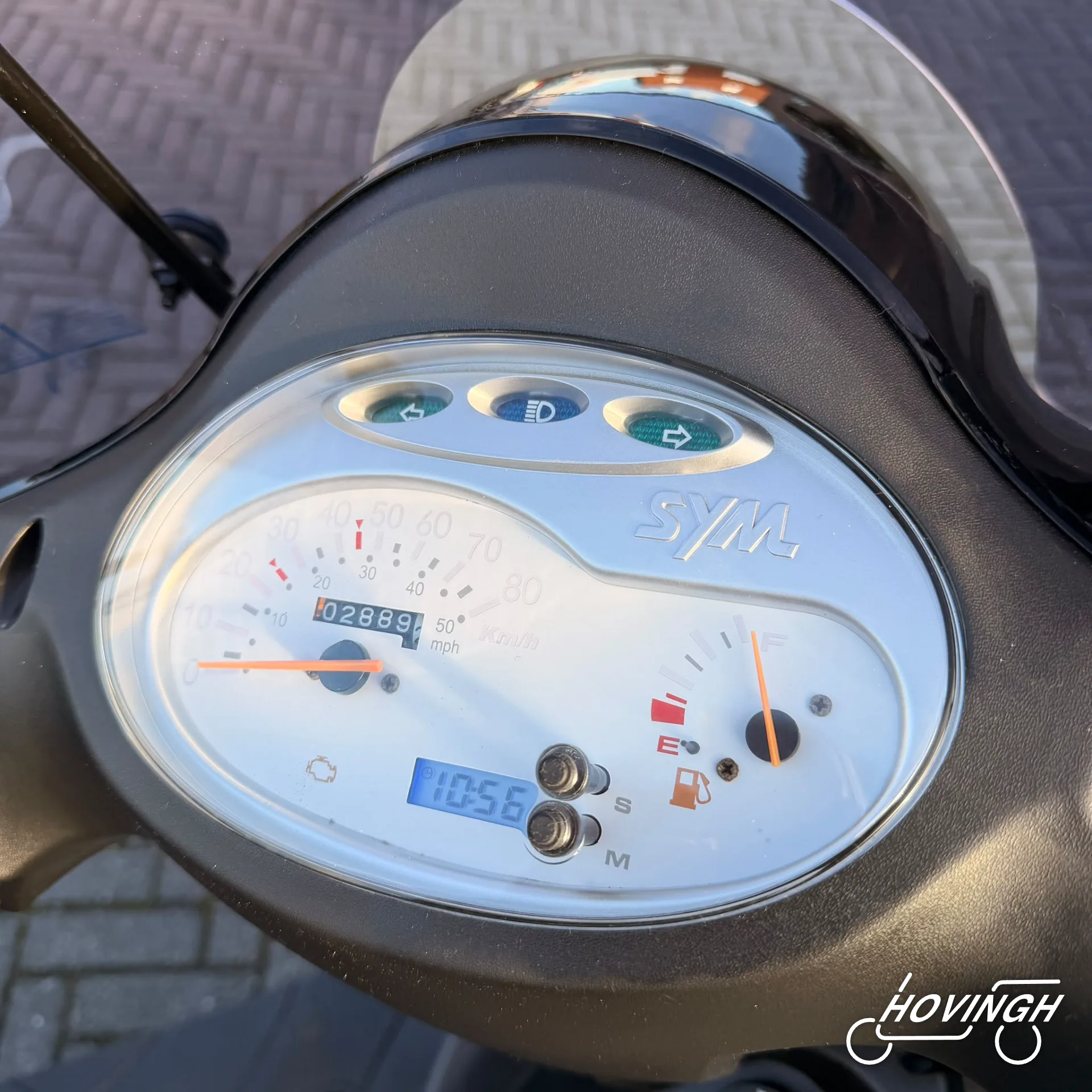 Sym Fiddle2 2020 kilometerstand display — 2800 km